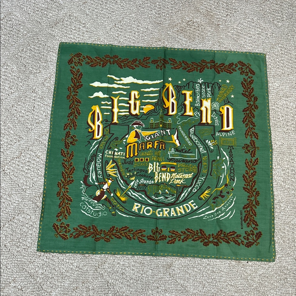 Big Bend Texas Map Bandana Rio Grande Desert Southwest Scarf